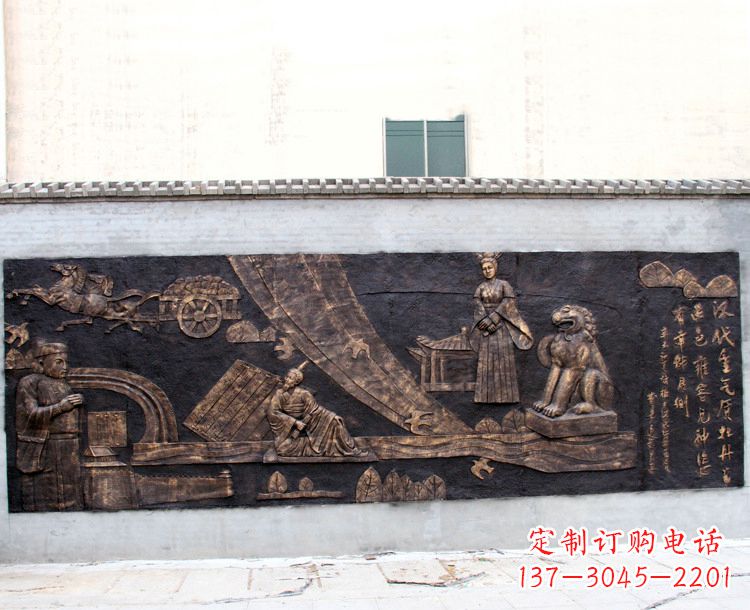 厦门“汉代重气质，牡丹留正色”中国传统文化浮雕壁画，玻璃钢仿铜园林墙壁装饰壁画