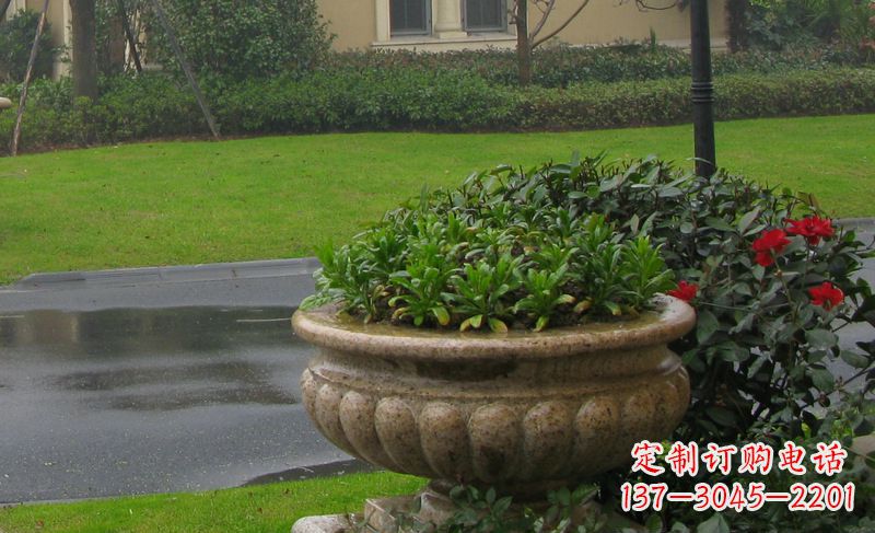厦门别墅景观大理石花盆石雕 (4)