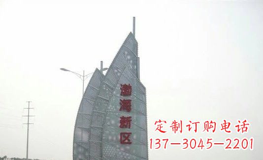 厦门渤海新区精美不锈钢船帆雕塑