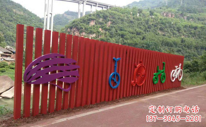 厦门不锈钢自行车雕塑点缀公园景观