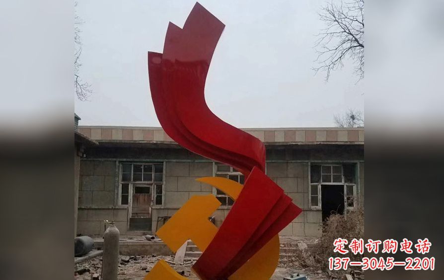 厦门不锈钢党徽雕塑——为共产主义奠基