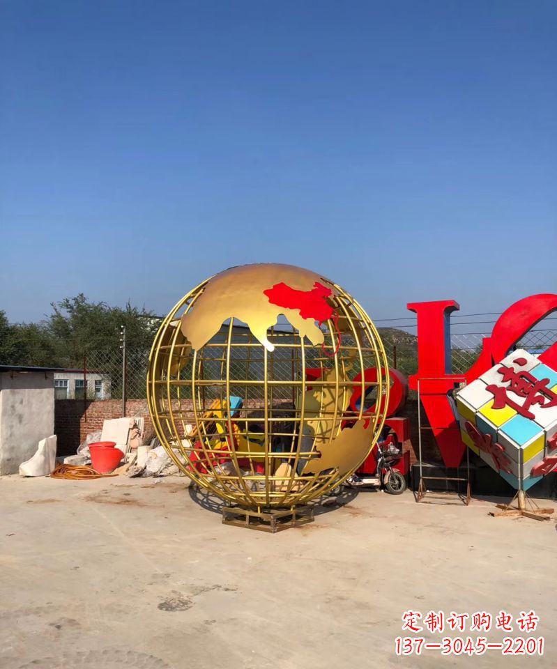 厦门不锈钢地球仪雕塑点缀校园景观