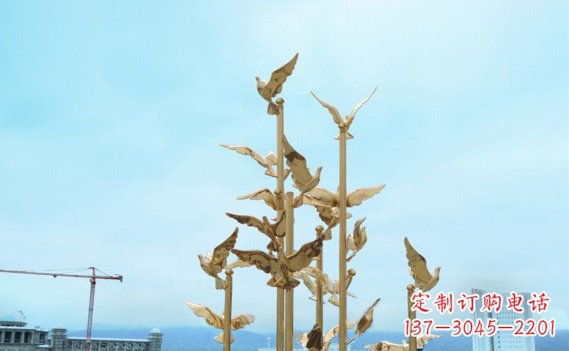 厦门不锈钢飞翔的鸽子雕塑传递自由、和平的美好祝愿