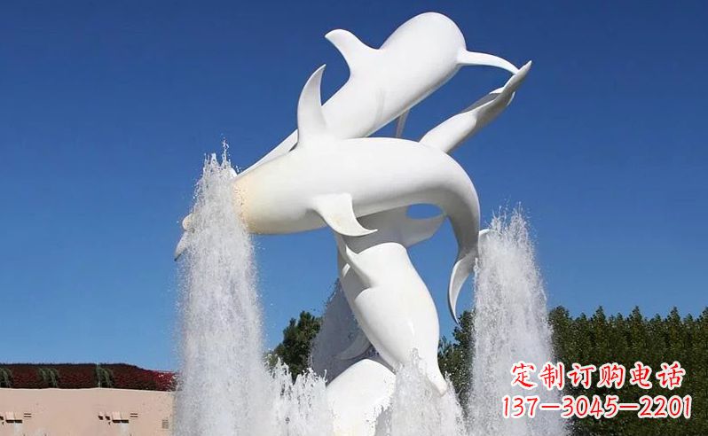 厦门不锈钢海豚喷泉雕塑传递海豚的美丽