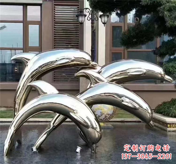厦门不锈钢海洋动物海豚雕塑