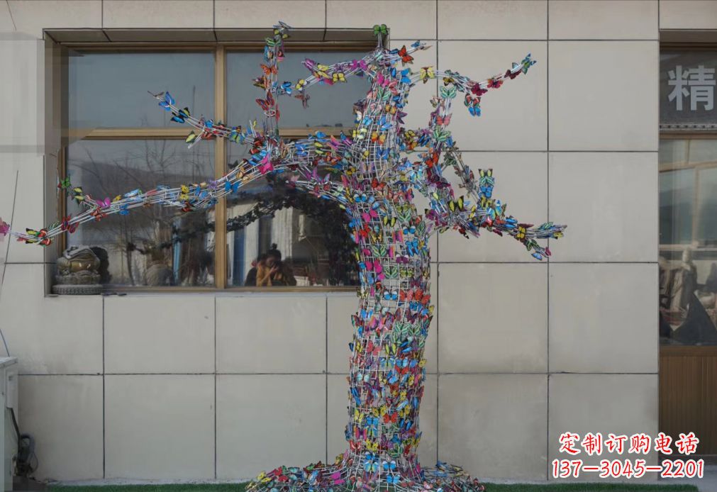 厦门不锈钢花蝴蝶树雕塑户外摆件