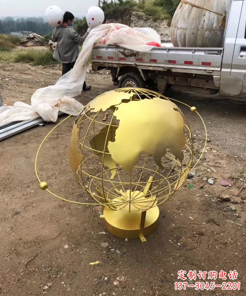 厦门不锈钢金属校园地球仪 雕塑