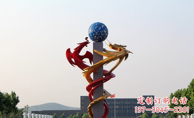 厦门龙凤呈祥一对不锈钢雕塑的精彩展示
