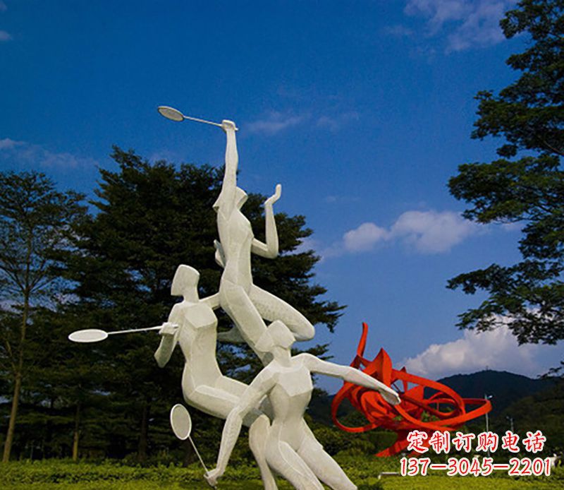 厦门不锈钢羽毛球雕塑精美线条展现体育热情