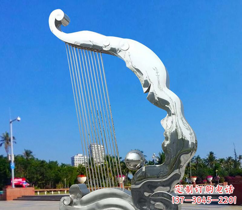 厦门不锈钢竖琴雕塑——传承古典音乐之美