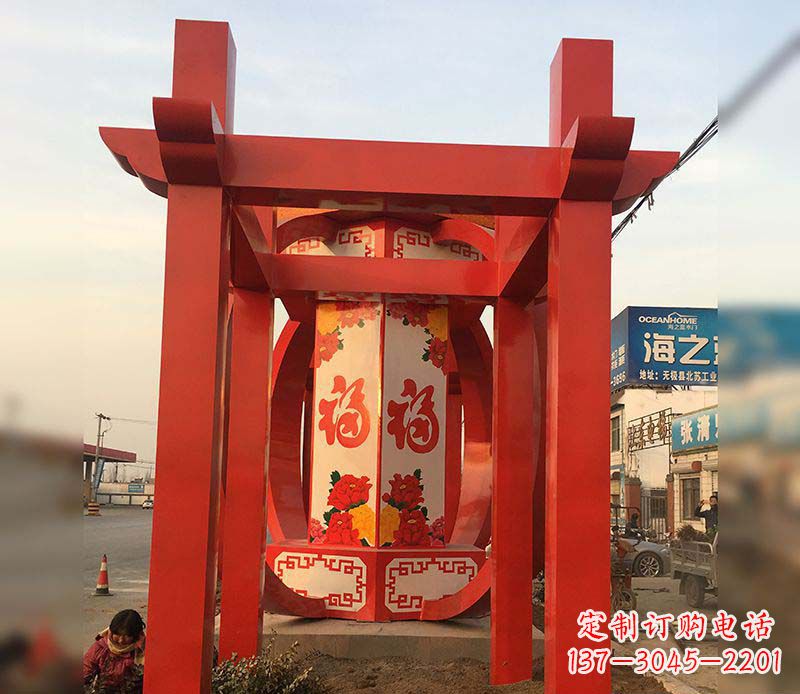 厦门不锈钢中国梦灯笼雕塑