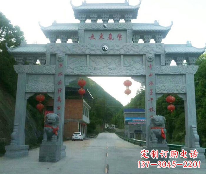厦门村口三门石雕牌楼 (3)