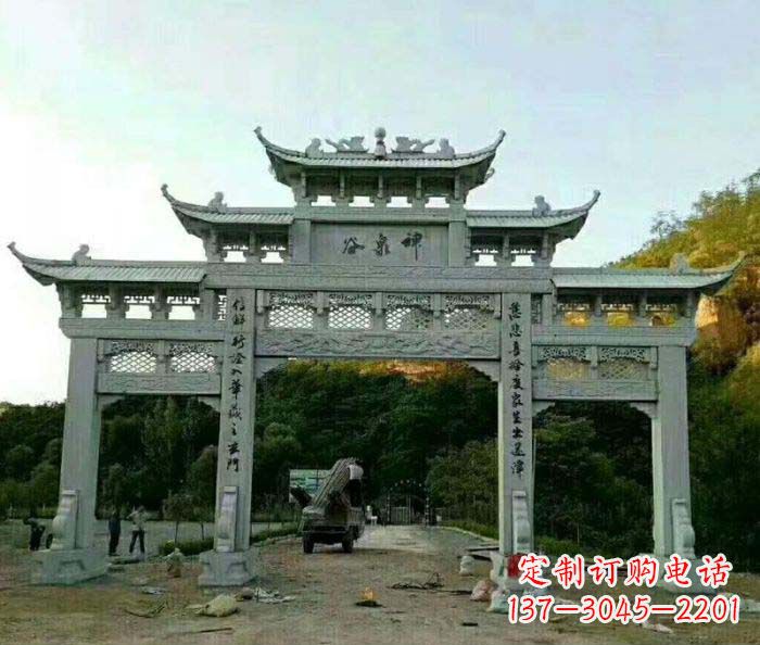厦门村口三门石雕牌楼 (5)