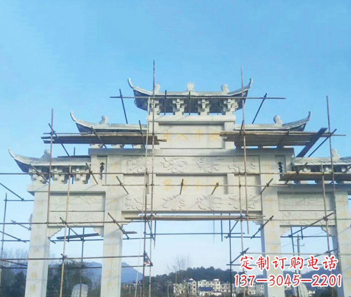 厦门大理石三门牌坊雕塑