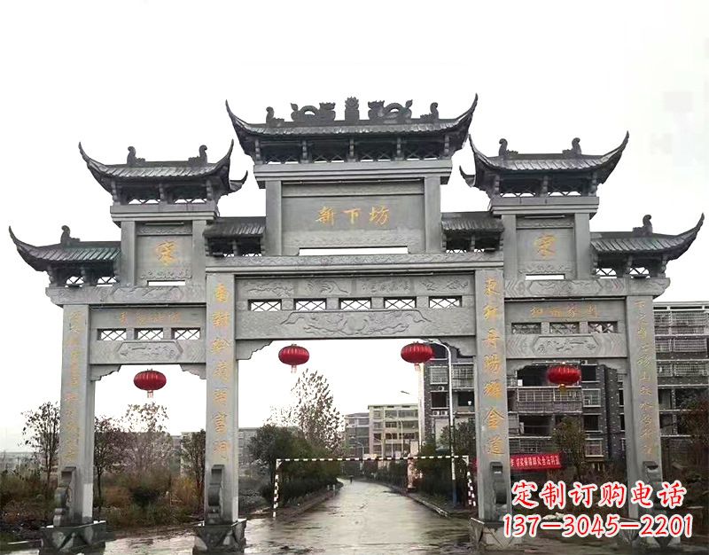 厦门村庄石牌坊雕刻