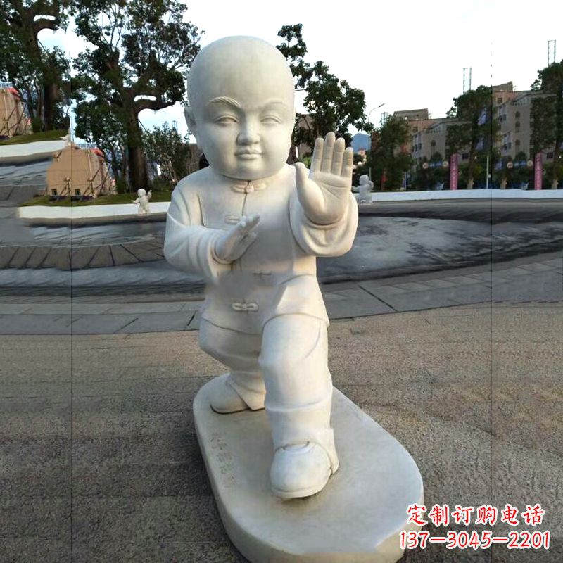 厦门打太极拳小和尚汉白玉雕塑