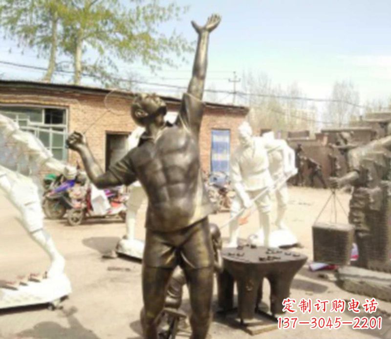 厦门打羽毛球公园人物铜雕