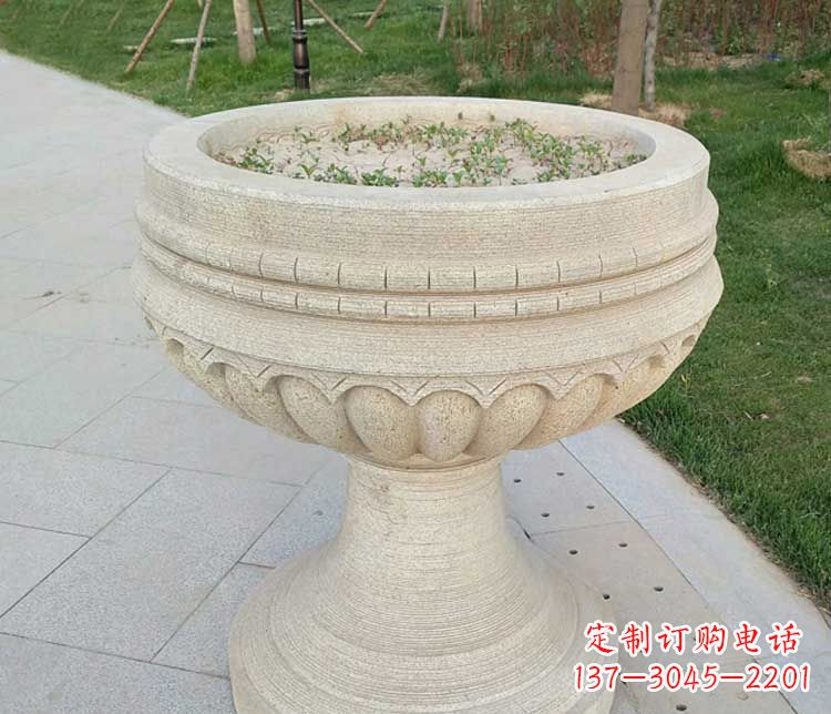 厦门大理石花盆公园石雕 (2)