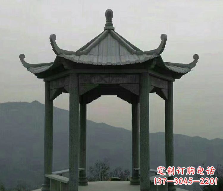 厦门考究工艺,奢华大理石六角凉亭雕塑