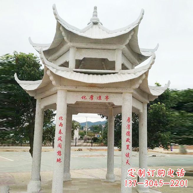 厦门大理石凉亭双层雕塑