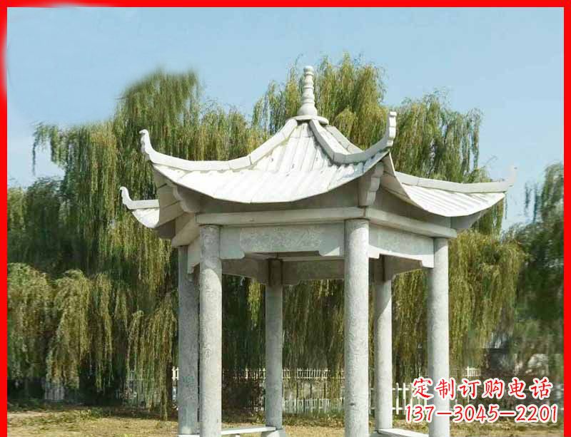 厦门大理石六角凉亭公园石雕 (3)