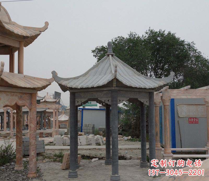 厦门大理石六角凉亭公园石雕 (2)