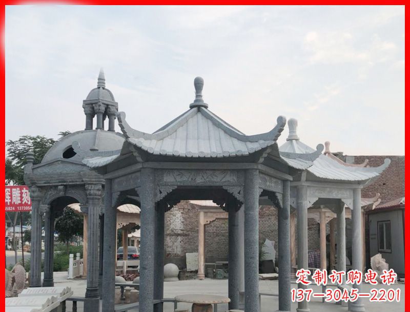 厦门大理石六角凉亭公园石雕 (5)
