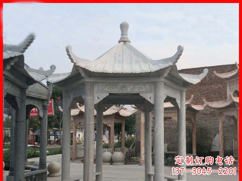 厦门大理石六角凉亭公园石雕