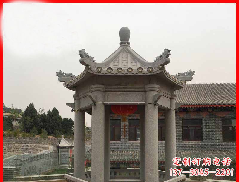 厦门大理石六角凉亭公园石雕 (4)