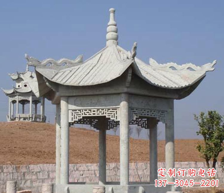 厦门大理石六角凉亭石雕 (3)