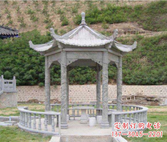 厦门大理石六角石雕凉亭 (2)