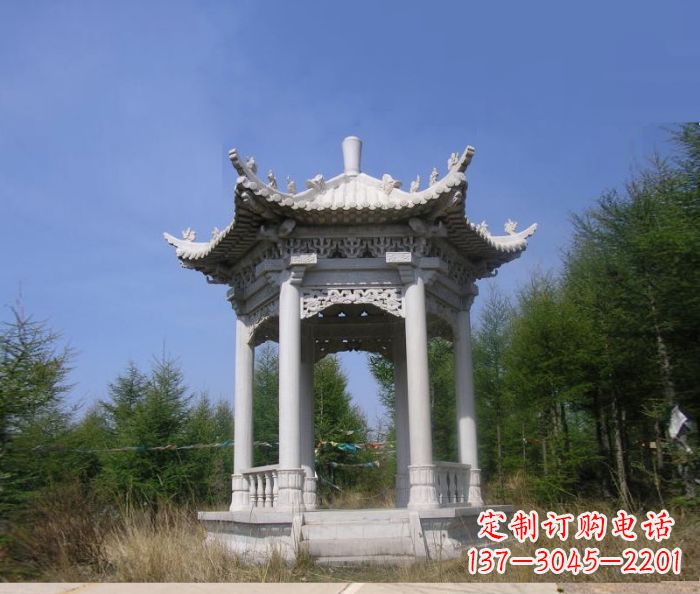 厦门大理石六角石雕凉亭 (3)