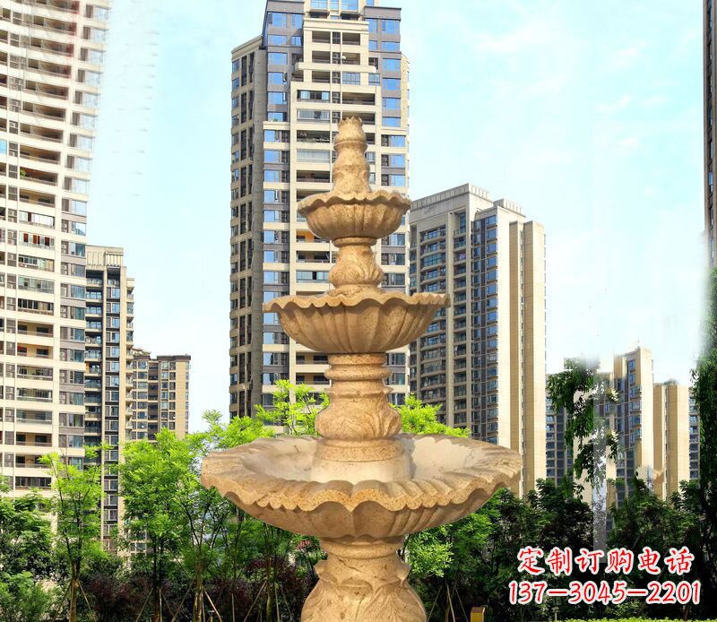 厦门大理石三层喷泉公园石雕 (2)