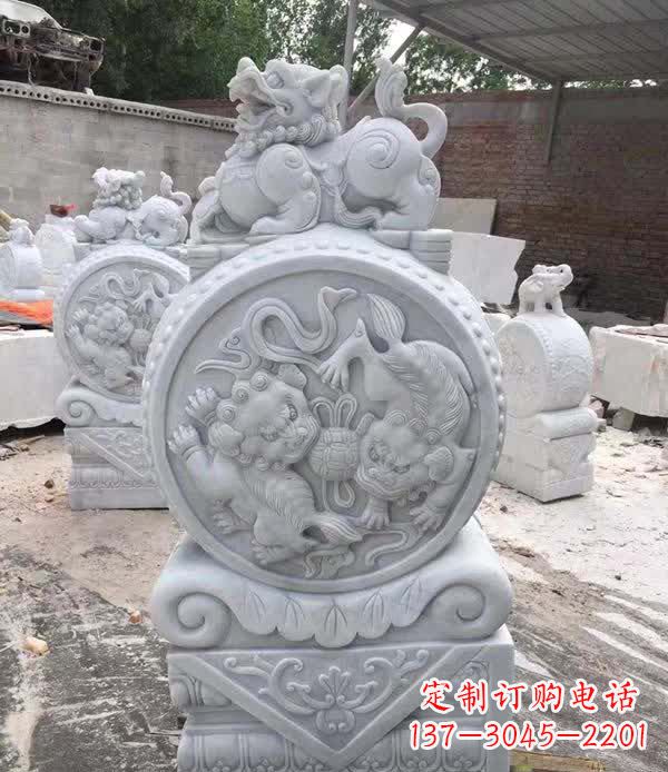 厦门大理石狮子抱鼓石雕塑