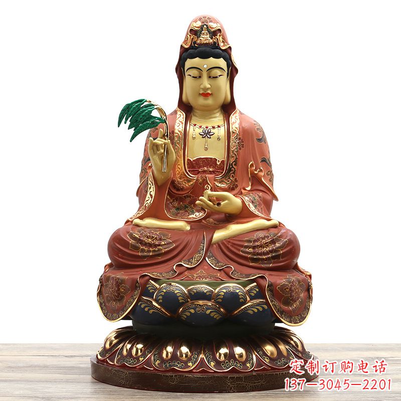 厦门精美观音彩绘铜雕雕塑摆件