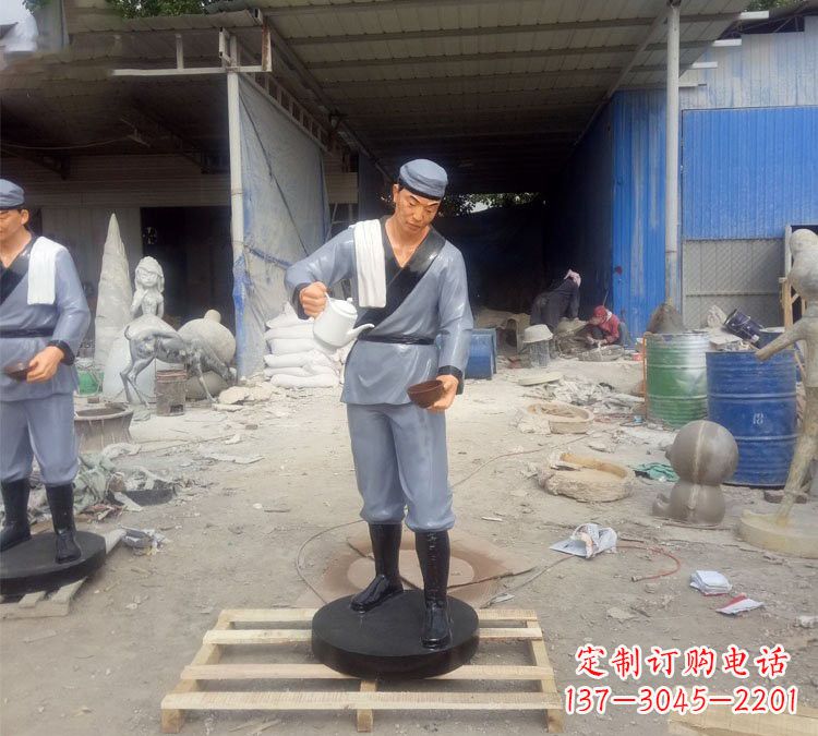 厦门铝合金仿真店小二雕塑