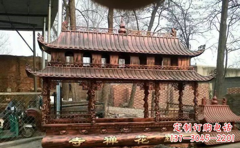 厦门方形寺庙香炉铜雕