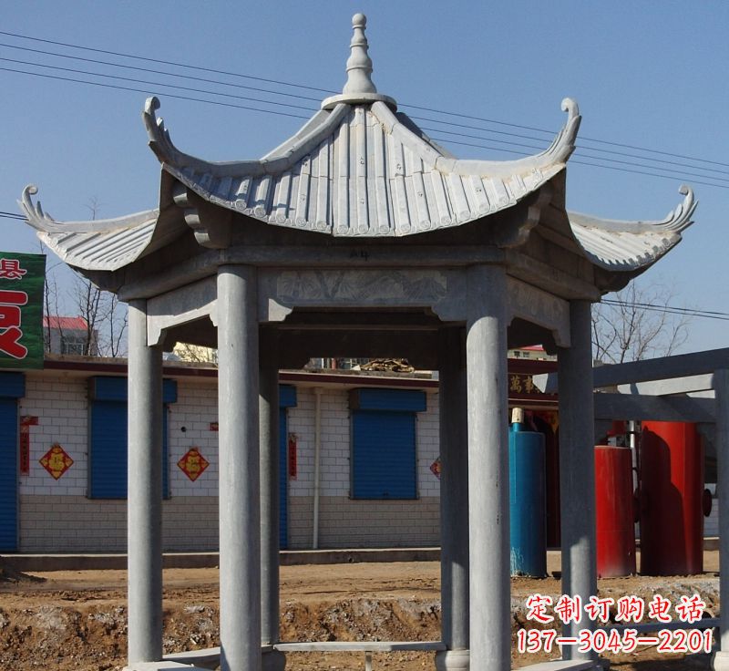 厦门仿古六角凉亭石雕 (6)