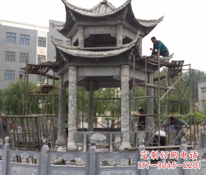 厦门仿古双层石雕凉亭 (5)
