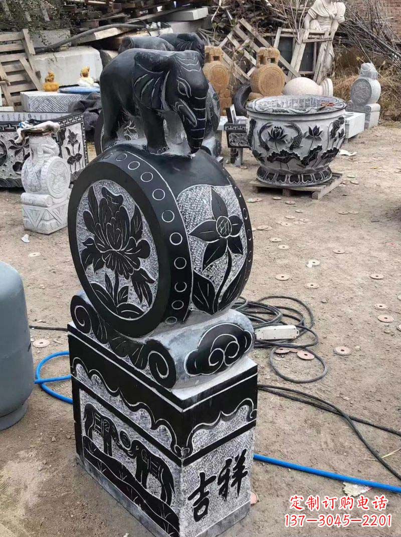 厦门仿古小象抱鼓石雕塑