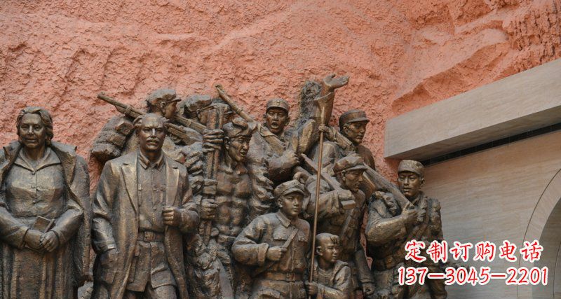 厦门公园白求恩和八路军景观铜雕