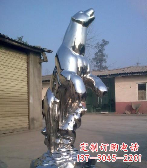 厦门公园不锈钢抽象北极熊动物雕塑