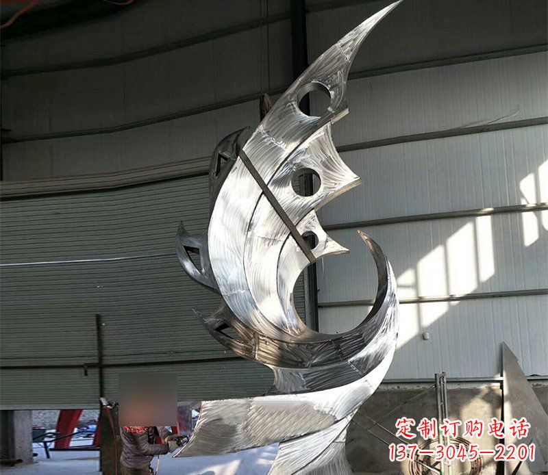 厦门公园不锈钢抽象凤凰景观雕塑 (3)