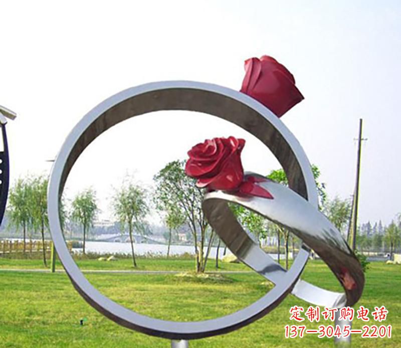 厦门不锈钢景观婚戒雕塑