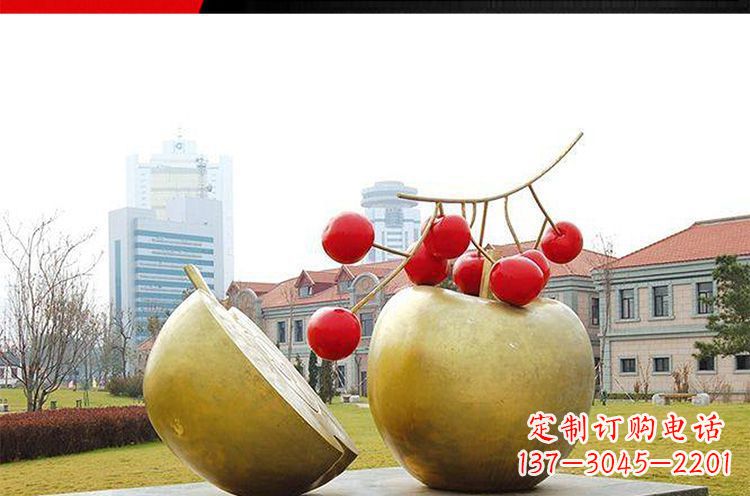 厦门公园不锈钢苹果樱桃雕塑