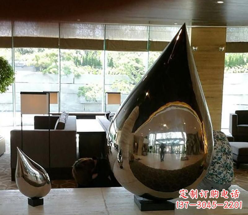 厦门公园不锈钢水滴球景观雕塑