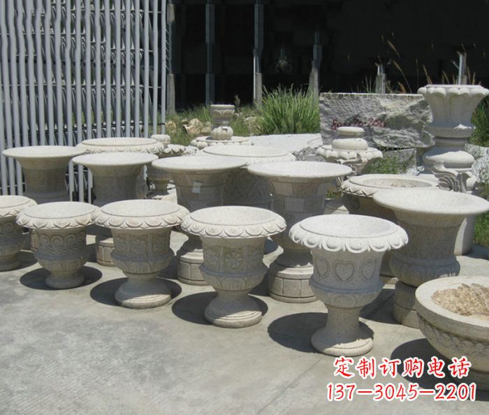 厦门大理石花盆石雕艺术品
