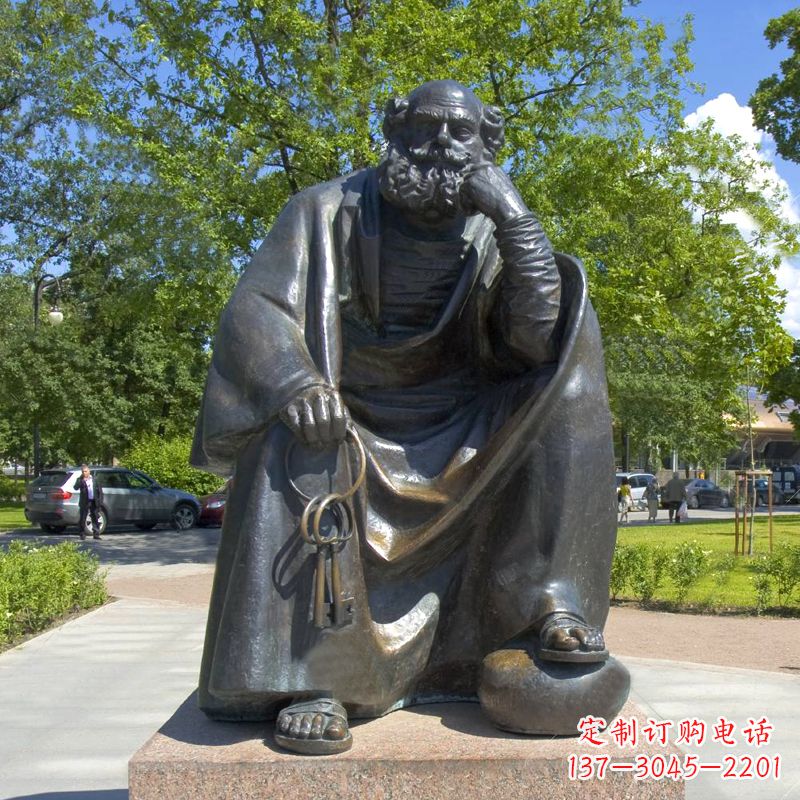 厦门公园世界名人俄国批判现实主义作家托尔斯泰 铜雕塑像