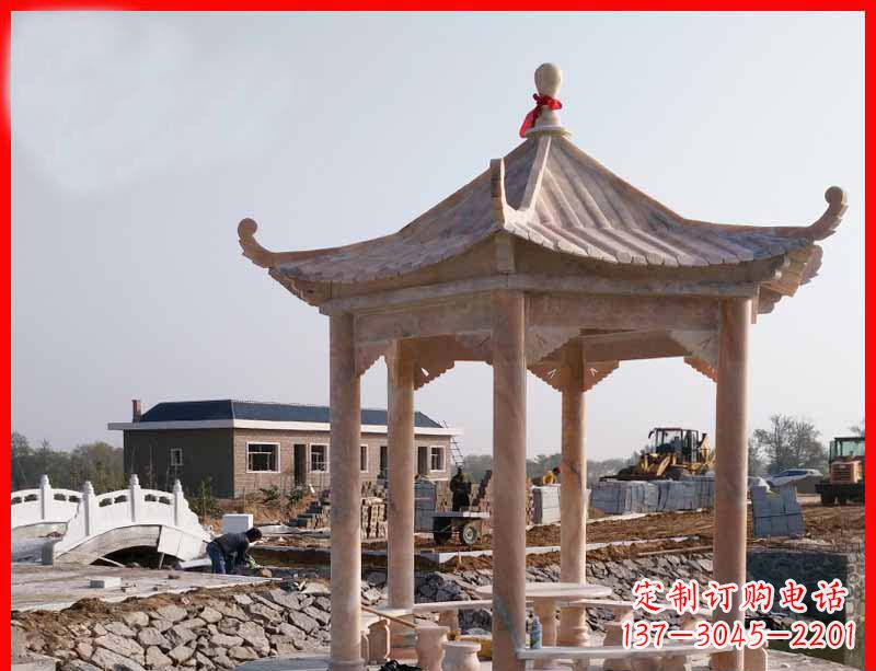 厦门红六角石凉亭雕塑