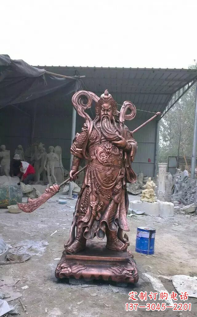 厦门精美关公红铜雕塑
